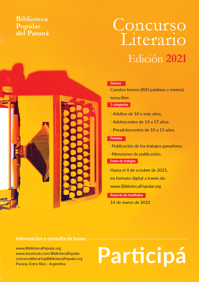 Afiche promocional del Concurso Biblioteca Popular del Paraná, Edición 2021