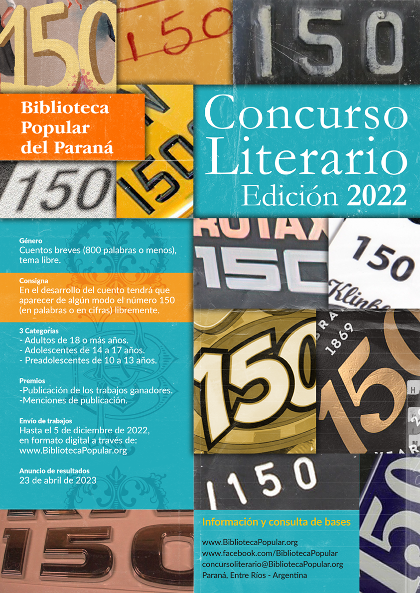 Afiche promocional del Concurso Biblioteca Popular
                     del Paraná, Edición 2022